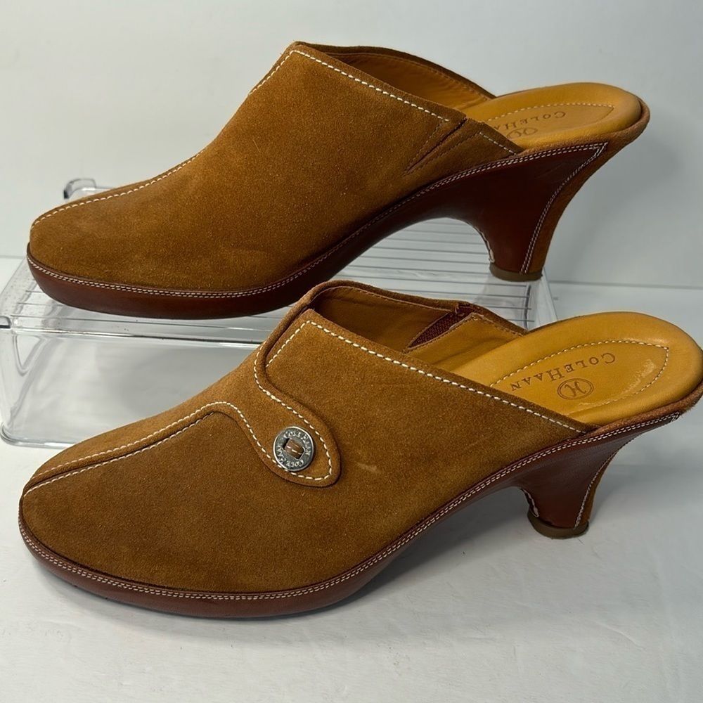 Cole Hann heeled leather slides, size 9